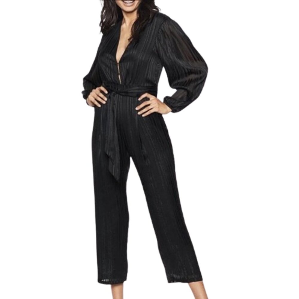 Victoria’s Secret Chiffon Jumpsuit Wide Leg Sheer Puff Sleeve